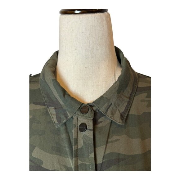 Sanctuary Shirt Women Medium Green Camo Collared Boyfriend Snap Button Down - Picture 6 of 13